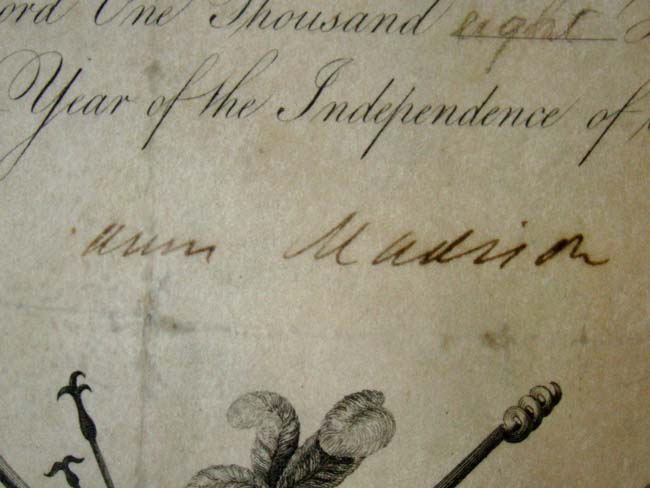 A President JAMES MADISON signed Military commission dated June 1, 1810 — image 3